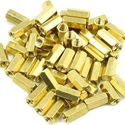 Hxchen M3x10mm Female Thread Brass Hex Standoff Spacer Nut Hexagonal Pillar Screw - (50 Pcs)-12