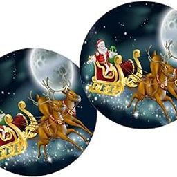 LOOM TREE 2pcs Xmas Theme Waterproof Tablecloth for Round Table 1.2m Dia Elk Santa | Slipcovers-image-50