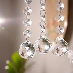 Indian-Shelf 10 Strand-10 Crystal Drop and 100 Beads Clear Chandelier Replacement Glass Christmas Ornaments Hangings for Centerpieces Wedding Party Tree Garlands Decorations Crystal Prisms Suncatchers-image-22