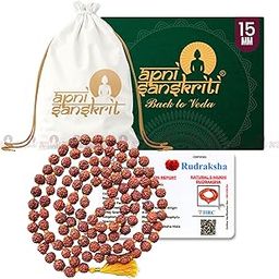 Apnisanskriti Rudraksha Mala (15 mm, Full Length, 108+1 Beads, Lab Certified) - Natural Rudraksha Beads - Pack of 1-image-54