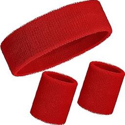 3 Pieces Sweatbands Set, includes Sports Headband and Wrist Sweatbands Cotton Striped Sweat Band for Athletic Men and Women-image-55