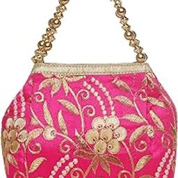 Embellished Small Silk Potli Bag, Handbag, Wristlets, Clutch for Women, Girls with Handmade Embroidery, Work for Parties, Weddings and Special Occasion-image-94