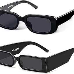 Rectangle Non-Polarized Sunglasses For Women Retro Small Narrow Square Trendy Sunglasses Vintage Uv400 Protection, Black-image-5