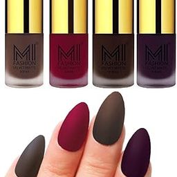 MI FASHION Velvet Matte Nail Polish Combo Pack Trendy And Stylish Colours 9.9ml Coffee, Mauve, Dark Brown, Purple (Pack Of-4)-73