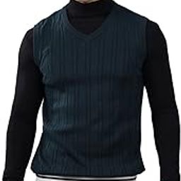 Self Design V-Neck Sleeveless Regular Fit Mens Casual Sweater | Casual Sweater for Men | Mens Sweater for Winter Wear (P_MSWT00122)-image-51