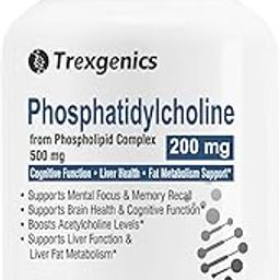 Trexgenics PHOSPHATIDYLCHOLINE 200 mg from Phospholipid Complex 500 mg, Cognitive Function, Liver and Brain Health, Fat Metabolism Support (60 Veg Capsules) (Pack of 1)-image-16