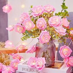 One94Store Rose Flower LED String Fairy Light 14 LED 3 Meter Night Light for Home Decor, Plastic Rose String Lights for Bedroom Decor, LED Light for Indoor, Outdoor Decoration (Pink, Plug-in)-0