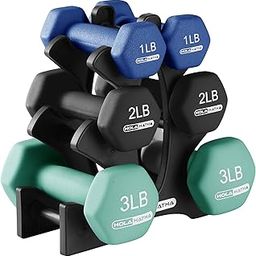 HolaHatha Neoprene Dumbbell Free Hand Weight Set with Rack, Ideal for Home Exercises to Gain Tone and Definition-picture-0