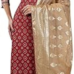 aurelia Women's Gold Kota Doria Dupatta with Floral Motifs-picture-25