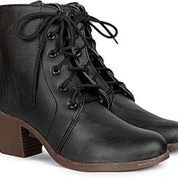 Women's Faux Leather Block Heel Ankle Length Casual Lace Up Boots-image-89
