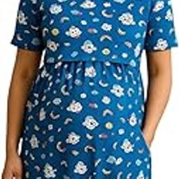 Women Maternity Feeding Maxi Zipless,Lounge wear, zipless Women's Nightdress,Nursing Dress,Maxi Dress,Short Sleeves Nighty,Feeding Gown, Maternity Frock,-image-87