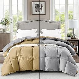 ALISHIBA CASA Reversible 600 GSM Heavy Winter Comforter Double Bed Size (90"X100") - Super Soft Fluffy 600 GSM Fill for Winter Comforter/Rajai/Duvet/Blanket Double Bed - Beige/Silver Grey Color-picture-4