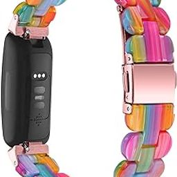 AISPORTS Resin Band Compatible with Fitbit Inspire 2 Band for Women Men, Stylish Slim Crystal Resin Bracelet Stainless Steel Metal Wristband Replacement Band for Fitbit Inspire 2 Fitness Tracker-image-52