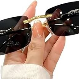 Honey Singh & Mc Stan Vintage Rimless Square Sun Glasses UV Protection Men's & Women’s Shade Trendy Metal Frameless.-image-77