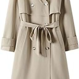 Women'S Double-Breasted Trench Coat Sleeve Waterproof Belt Self Tie Long M|Clothing Shoes & Accessories | Womens Clothing | Coats & Jackets|1 Piece Women'S Double-Breasted Trench Coat-image-74