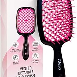 Gleva Hair Brush Detangling Comb for Pain Free Brushing for Wet & Dry Hair | Paddle Hair Brush with Anti Static Bristles For Reduced Hairfall | Pain Free Knot Detangler For All Hair Types (Black Pink)-3