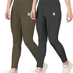 Women Gym Wear | Track Pants Leggings Combo | Ideal for Active Wear Yoga & Workout Tights | The Ultimate Gym Pants for Women & Girls (Pack of 2) Dark Gray-Green-image-96