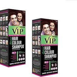 VIP Hair Colour Shampoo for Women and Men, Dark Brown- (Pack of 2) | 100% grey hair coverage in 15 minutes | Long lasting-image-54