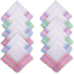 Kuber Industries 12 Pcs Soft Handkerchief for Women Cotton | 11x11 Inch Lightweight Ladies Handkerchief | Hanky Set for Women and Girls | Ladies Rumal/Hankies | Plain White Border Cutwork-image-43
