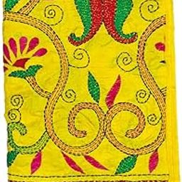 Women's Hand Embroidered Kantha Work Silk Blouse Material - 1 Meter; 725058-image-75