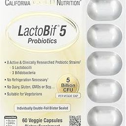 California Gold Nutrition, LactoBif Probiotics, 5 Billion CFU, 60 Veggie Caps-31