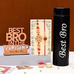 Pride Store Rakhi for Men, Pack of 2 Rakhi With Temperature Bottle, Showpiece, Tilak Pack, Greeting Card Gift Combo Set | Best Rakhi Gift For Brother (Art E)-image-76