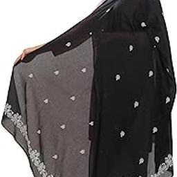 Cotton Embroidered Dupatta, Black with Floral Border Design,-picture-50