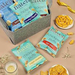 Natch Chickpea Puffs & Popped Chips Variety Pack, Popped Chips Barbecue, Garlic & Herb, Puff Barbecue, Vegan Cheddar, Hot Chilli, Smoky Chipotle, Rich in Fiber & Protein (Pack of 6)-image-44