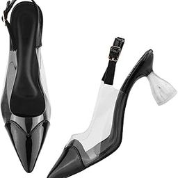Womens Alluring Ravishing Transparent Chunky Heel Bellies Fashion Pointed Mules For Party and Formal Occasions-11