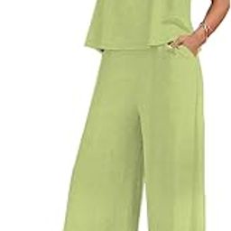 Women's 2 Piece Outfit Loose Tank Top and Wide Leg Palazzos Pants Sets|co-ord set for women cord set for women lounge wear set for women coords set for women wear-picture-32