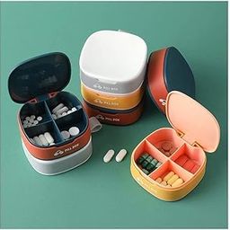 Hidak Pill Case Portable Pill Box Organizer with 4 Compartments for Pocket or Purse,Daily Pill Container Weekly Pill Organizer for Outdoor Camping Traveling (Multi Color)-4