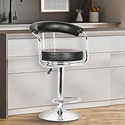 KRISHTHA Classic Height Adjustable & Revolving Bar Stool/Kitchen Chair, Black-image-63