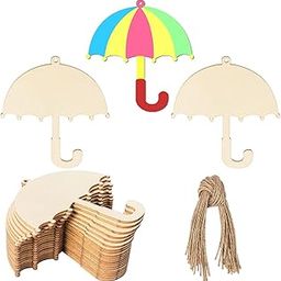 Curious Button 20 Pcs Umbrella Shaped Wooden Cutouts with Unfinished Blank Wood Ornaments for DIY Crafts, Painting, Christmas, Wedding, Birthday & Thanksgiving Decorations-picture-12