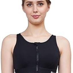 Polyamide Women's Padded Front Zip High Support Racerback Adjustable Sports Bra-image-72