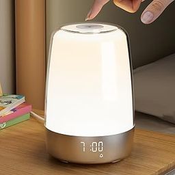 Zeinwap Touch Wake Up Night Light with Sunrise Simulation Alarm Clock, 3 Ways Dimmable Warm White Bedside Lamp for Kid Bedrooms RGB Ambient Table Nightstand Light, Sleep Aid Snooze Timer Mode-image-40