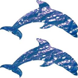 Aquatic Custom Tile Dolphin Glass Swimming Pool Step Marker Mosaic (8"x4.5", Deep Blue) (2 pack)-10
