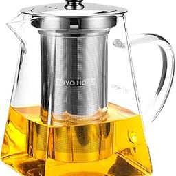 Small Clear High Borosilicate Glass Tea Pot with Removable 304 Stainless Steel Infuser, Heat Resistant Loose Leaf Teapot,Stovetop Safe, 600 ml/20 Ounce.-picture-25