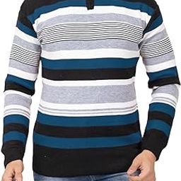 Mens Woolen Sweater for Winters Striper Cardigan Wool Pullover-image-53