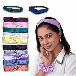 Women's Mulberry Silk Satin Hair Band | Hair Accessories | women elastic hair band (Pack Of 12)-image-53