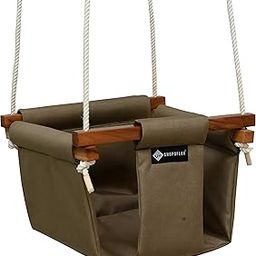 SHOPOFLUX Polyester Swing for Kids and Baby | Indoor Outdoor Hanging Jhula | 6 Months to 3 Years (Up to 25 Kg) | Brown, 29.9 Cm-10