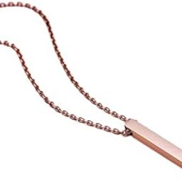 Batulii's online fashion Trendy Premium Stylish Stainless Steel Chain Necklace Locket 3D Vertical Bar Pendant For Men And Boys (Rose Gold)-image-2