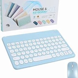 JAMBUVANTI® 1Pack, Bluetooth Keyboard and Mouse Combo,Ultra Slim Rechargeable Portable Wireless Keyboard Mouse Set Compact for Android Windows Tablet Cell Phone. Multicolor-9