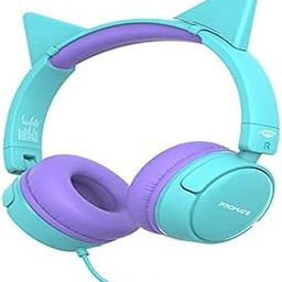 Kids Headphones, HD Stereo On-Ear Wired Headset with Safe Volume Limited 85dB to 95dB, Detachable Cat Ears, AUX Share-Port, Foldable Headband and Built-in Mic for iPhone 13, Jewel.(PROMATE)(k)-image-22