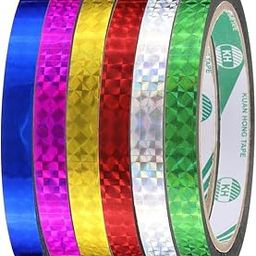 Metallic Coloured 3D Holographic Tapes 12 mm Size (1/2 inch) Pack of 12 (2 Each of Total 6 Colours).-image-98