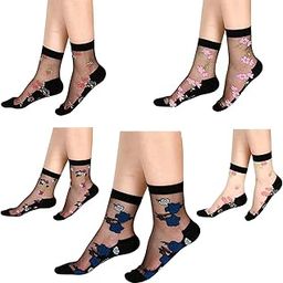 Women Floral Design Ankle Length,Calf Length, Peds/Footie/No-Show (Pack of 5)-45