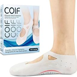Professional Moisturizing Silicone Gel Socks with Arch Support, One Size Dry Crack Feet Treatment for Women or Men, Hydrating Spa Socks for Dry Feet Heel Repair, One Reusable Pair, white-11