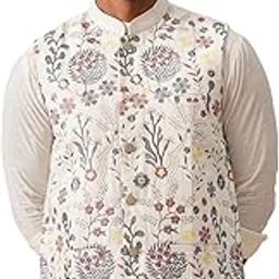 jompers Floral Embroidered Silk Blend Nehru Jacket-picture-26