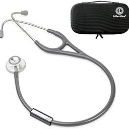 LIFE LINE Diamond Stethoscope (Grey) | Single Diaphragm Aluminum Matte finish Chest Piece for Adult | 2-way Tube | Suitable for Doctors, Nurses, Students | Stethoscope with Carry Case-7
