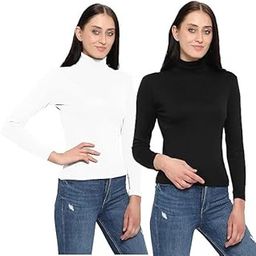 Black and White Women’s Trendy High-Neck Top - Soft, Sleek, and Stylish-19
