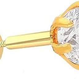 FASHIONS Yellow Gold Diamond Round Stone Pierced Hoop Nosepin Hypoallergenic Piercing Nose Ring Stud For Women & Girls.(Size 2.5 mm)-11